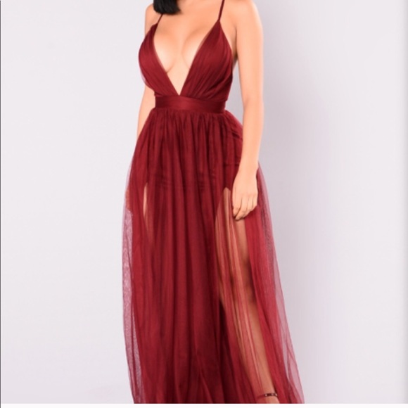 Fashion Nova Dresses & Skirts - Burgundy Chiffon Maxi